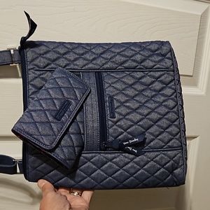 Vera Bradley crossbody hipster with matching wallet chambray blue